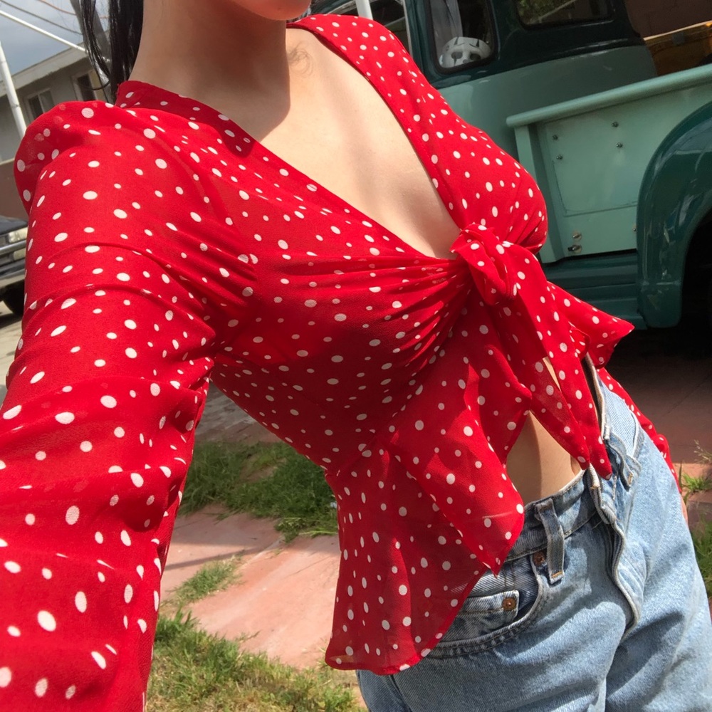 Urban Outfitters Kimchi Blue Polka dot tie top